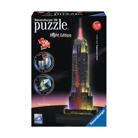 Ravensburger Puzzle - 3D Vision Puzzle - Empire State Building bei Nacht, 216 Teile