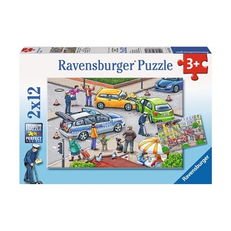 Ravensburger Puzzle - Mit Blaulicht unterwegs, 2 x 12 Teile