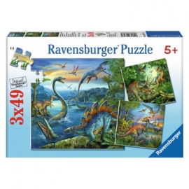 Ravensburger Puzzle - Faszination Dinosaurier, 3 x 49 Teile