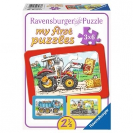 Ravensburger Puzzle - my first Puzzle - Bagger, Traktor und Kipplader, 6 Teile