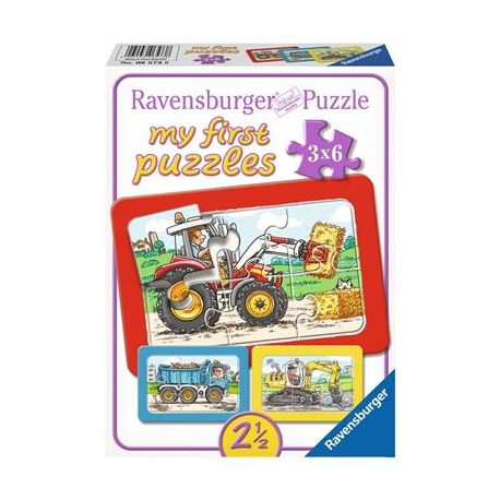 Ravensburger Puzzle - my first Puzzle - Bagger, Traktor und Kipplader, 6 Teile