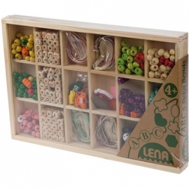 Lena - Holzspielzeug - Holzperlen in Holzkassette, groß