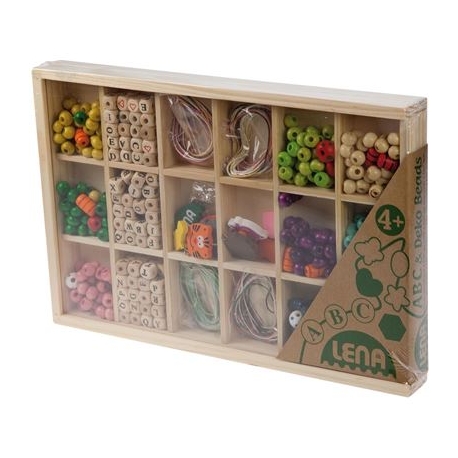 Lena - Holzspielzeug - Holzperlen in Holzkassette, groß