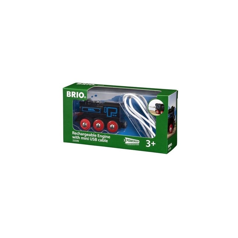 Brio 33599 Schwarze Akku-Lok mit Mini-USB-Anchluss Ladefunktion Retrolook NEU 