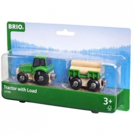 BRIO Bahn - Traktor mit Holz-Anhänger