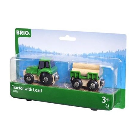 BRIO Bahn - Traktor mit Holz-Anhänger