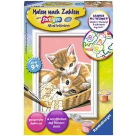 Ravensburger Spiel - Malen nach Zahlen mit farbigen Motivlinien - Katzenbabys