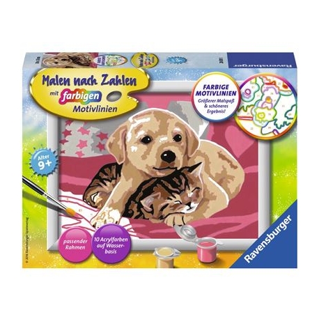 Ravensburger Spiel - Malen nach Zahlen mit farbigen Motivlinien - Beste Freunde