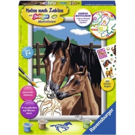 Ravensburger Spiel - Malen nach Zahlen mit farbigen Motivlinien - Pferdeliebe