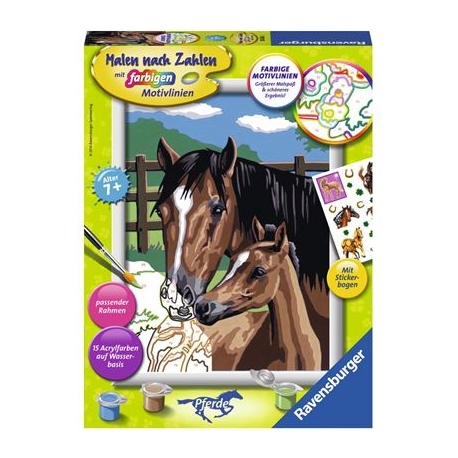 Ravensburger Spiel - Malen nach Zahlen mit farbigen Motivlinien - Pferdeliebe