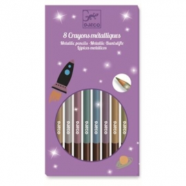 Djeco - Farben - 8 metallic pencils