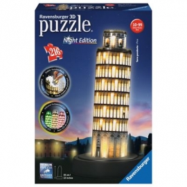Ravensburger Puzzle - 3D Puzzles - Schiefer Turm von Pisa bei Nacht, 216 Teile