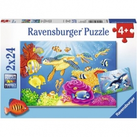 Ravensburger Puzzle - Kunterbunte Unterwasserwelt, 2x24 Teile