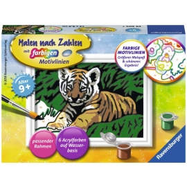 Ravensburger Spiel - Malen nach Zahlen mit farbigen Motivlinien - Süßer Tiger