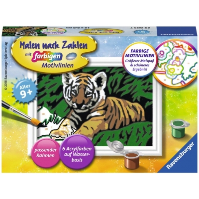 Ravensburger Spiel - Malen nach Zahlen mit farbigen Motivlinien - Süßer Tiger
