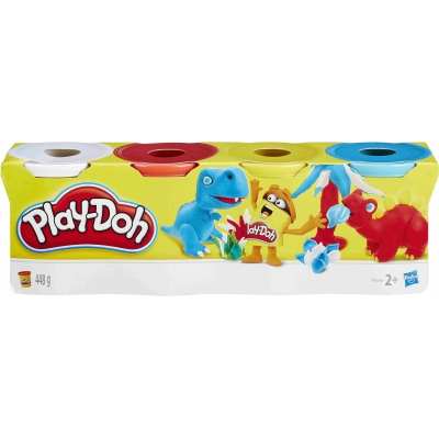 Hasbro - Play-Doh 4er Pack Grundfarben blau, gelb, rot, weiß