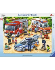 Ravensburger Puzzle - Rahmenpuzzle - Feuerwehr & Krankenwagen, 30 Teile