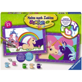 Ravensburger Spiel - Malen nach Zahlen Junior - Bunte Einhornwelt