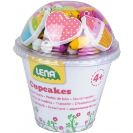 Lena - Holzperlen Cupcakes, pink