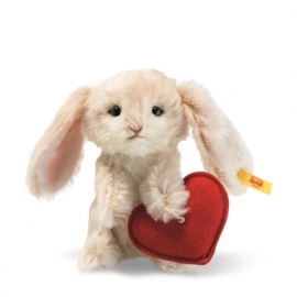 Steiff Hase mit Herz, Mohair, creme, aufwartend, 14 cm