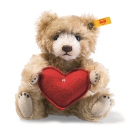 Steiff Teddybär mit Herz, Mohair, zimt, 18 cm