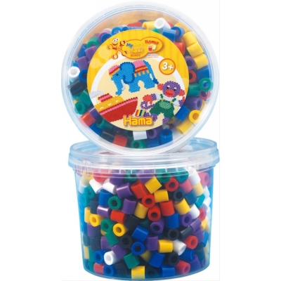 HAMA Bügelperlen Maxi - Dose Vollton Mix 600 Perlen (7 Farben)