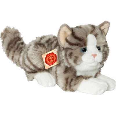 Teddy Hermann Katze liegend grau, ca. 20cm