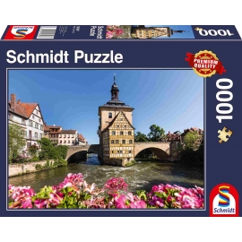 Schmidt Spiele - Puzzle - Bamberg, Regnitz und Altes Rathaus, 1000 Teile