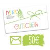 Gutschein für unser Geschäft MuKK, welcher per Post versandt wird.