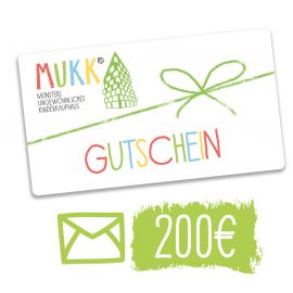 Gutschein für unser Geschäft MuKK, welcher per Post versandt wird.