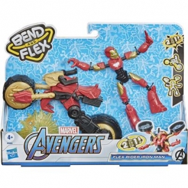 Hasbo - Marvel Bend and Flex, Flex Rider Iron Man mit 2-in-1 Motorrad