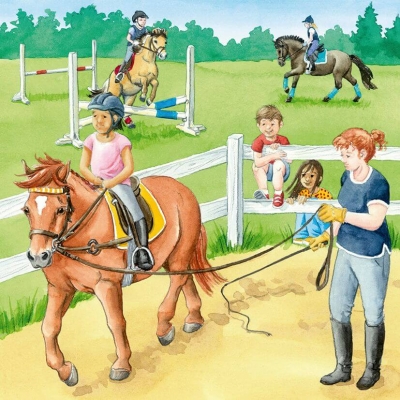 Ravensburger 05129 Puzzle Ein Tag auf dem Reiterhof 3x49 Teile