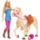 Mattel - Barbie Pferd mit Puppe blond, Anziehpuppe, Modepuppe, Pferde Spielzeug