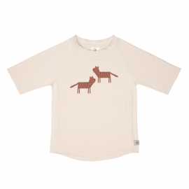 Badeshirt Kurzarm mit UV-Schutz - Tiger, Weiß Rostrot