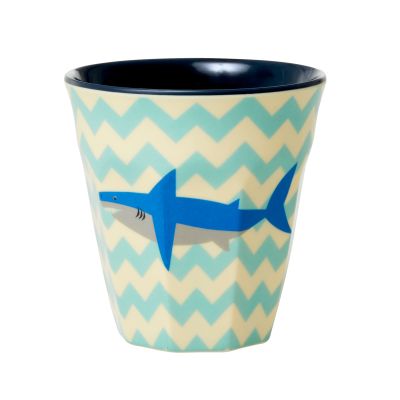 Melamine Cup with Shark Print - Two Tone - Medium