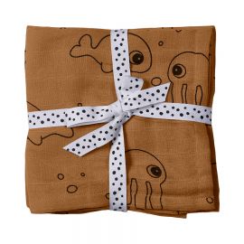 Swaddle, 2-pack, Sea friends, mustard