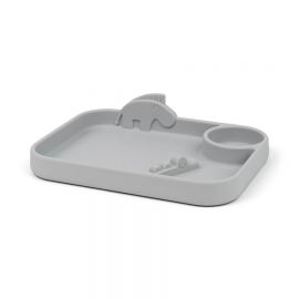 Peekaboo compartment plate Deer friends Grey