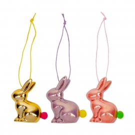 Puschelhäschen-Anhänger Frohe Ostern , Sortiert