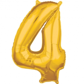 Mid Size Zahl 4 Gold Folienballon L26 verpackt 45c