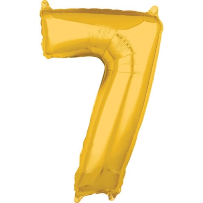 Mid Size Zahl 7 Gold Folienballon L26 verpackt 43c