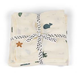 Swaddle 2-pack GOTS Sea friends