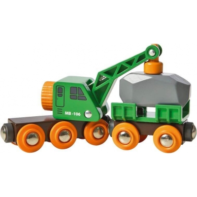BRIO 63369800 Grüner Kranwagen+Anhänger+Fracht