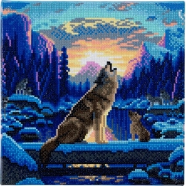 Crystal Art Leinwand Heulende Wölfe 30x30 cm