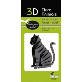 3D Papiermodell - Katze,schwarz