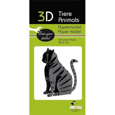 3D Papiermodell - Katze,schwarz