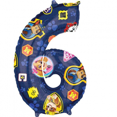 Paw Patrol Folienballon Zahl 6 c