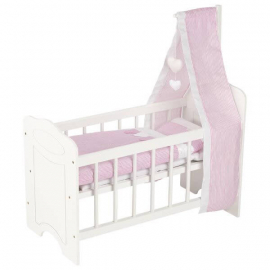 Puppenbett mit Himmel und Bettze