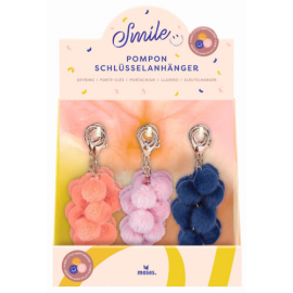 Smile Pompon-Schlüsselanhänger