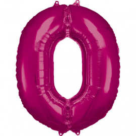 Grosse Zahl 0 Pink Folienballon