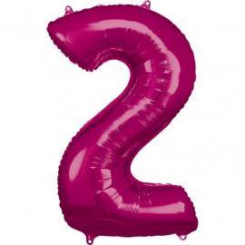 Grosse Zahl 2 Pink Folienballon
